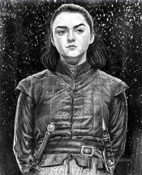 Fantaisie œuvres - Portrait d’Arya Stark dans la neige Le Trône de fer